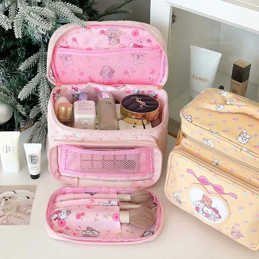 sac à cosmétiques suspendu à motif floral et animalier, imperméable, multi-compartiments, organisateur de maquillage de voyage pour les voyages quotidiens et les vacances