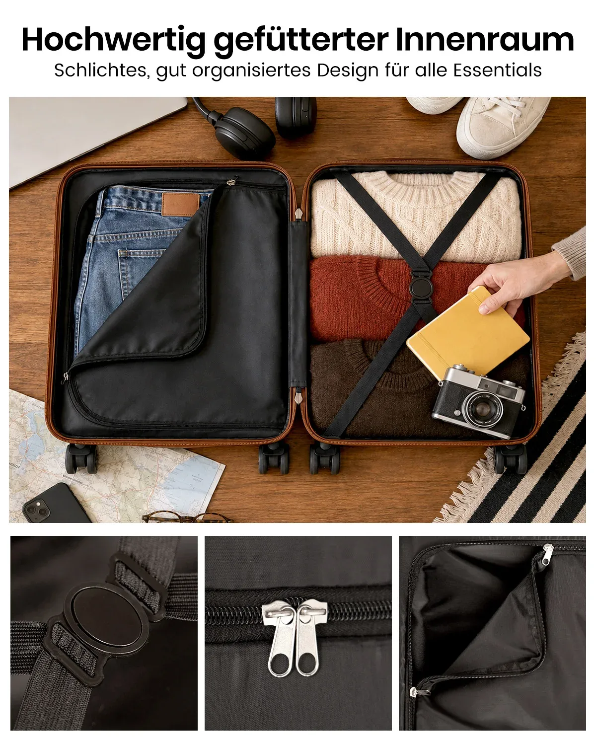 valise rigide légère kono en abs+pc avec 4 roues jumelées et serrure tsa (ensemble de 2/4/6 pièces)