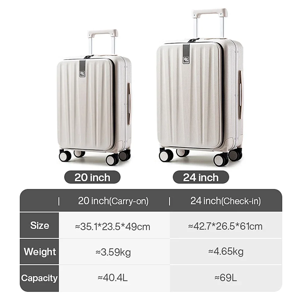 hanke-valise de voyage avec cadre en aluminium, conception innovante, bagage à main, esthétique, étroit, pc, roue tournante rigide, h9860, 20 po, 24 po