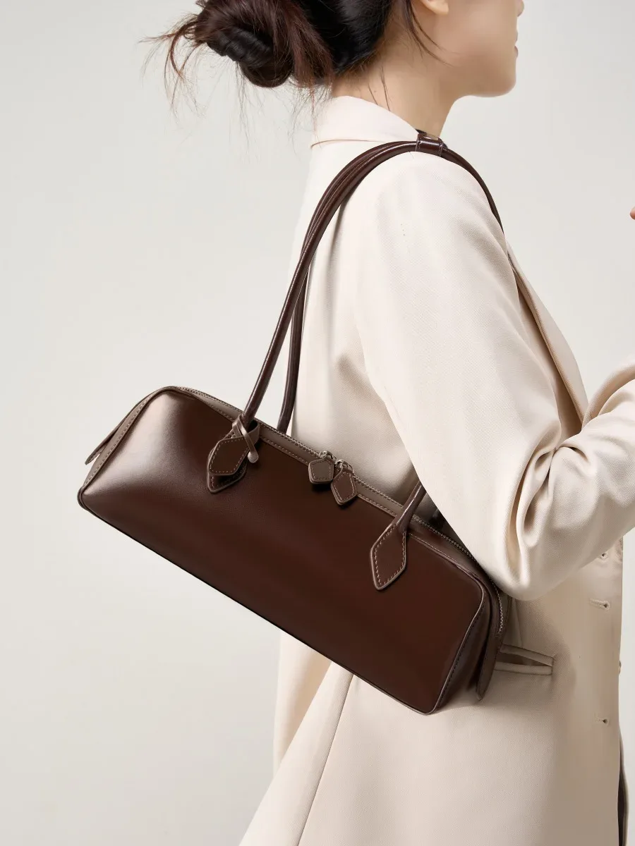 sac en cuir véritable pour femme 2026, sac de luxe coréen vintage, sac à bandoulière long, sacs à main, sac sous le bras pour femme, sac de shopping