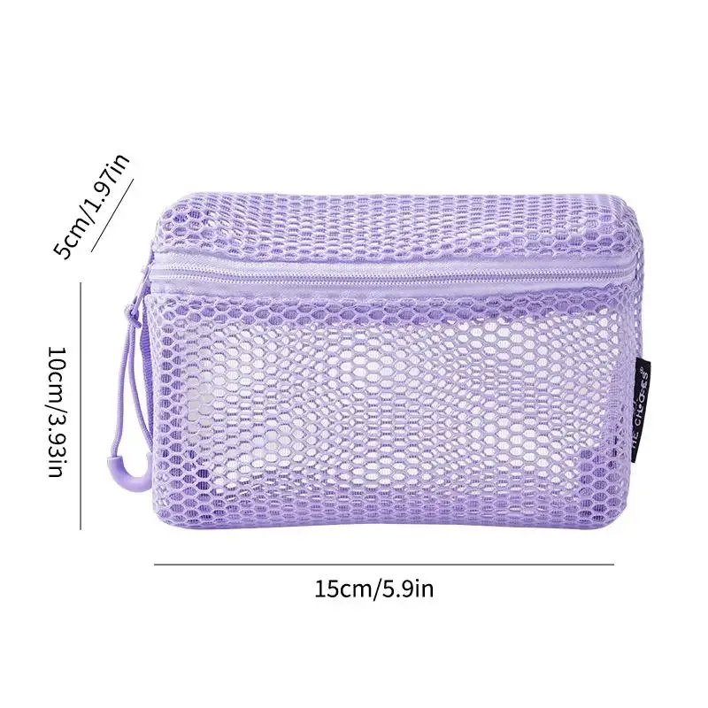 sac de toilette de voyage en maille unisexe, pochette transparente à fermeture éclair, organisateur de rangement cosmétique réutilisable, 1 pièce