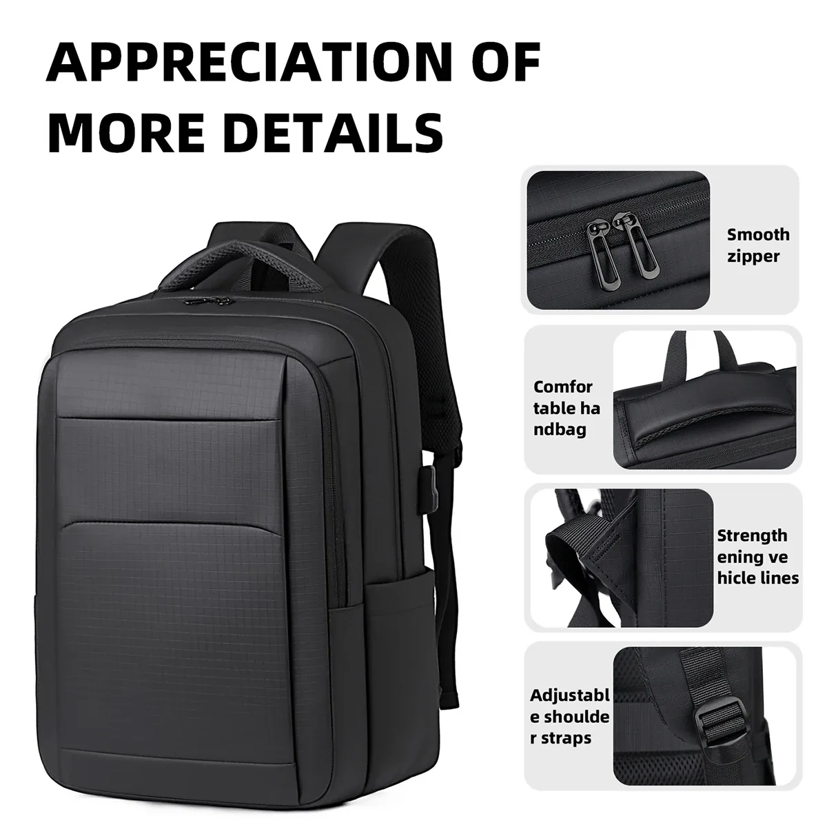 sac à dos pour homme, grande capacité, sac à dos de voyage léger, sac d'ordinateur pour les trajets professionnels, sac pour étudiants du lycée et de l'université