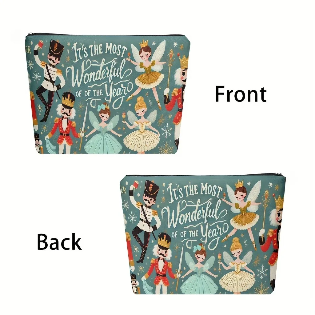 Organisateur Cosmétique Polyester Motif Personnages Noël Bleu Rouge Vert Doré Décontracté Pliable Extensible Trousse Maquillage Sac Rangement Taille Petit