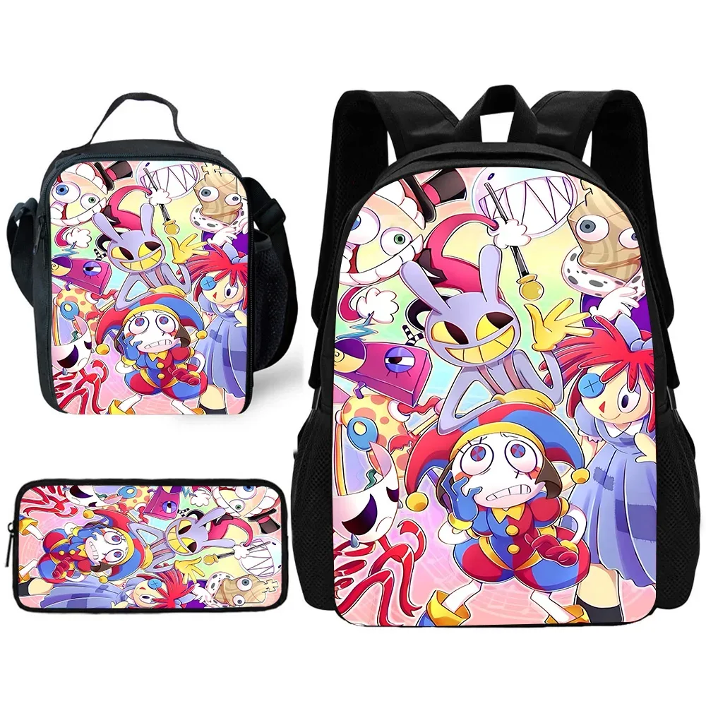sac à dos d'école pour enfants cartoon a-amazings digitals circus avec sacs à déjeuner, sacs à crayons, sacs d'école pour garçons et filles, meilleur cadeau