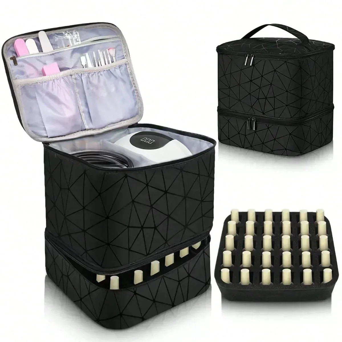Sac de rangement Portable Double couche pour vernis à ongles, organisateur de voyage, boîte de rangement d'huile essentielle, sac de rangement multifonction