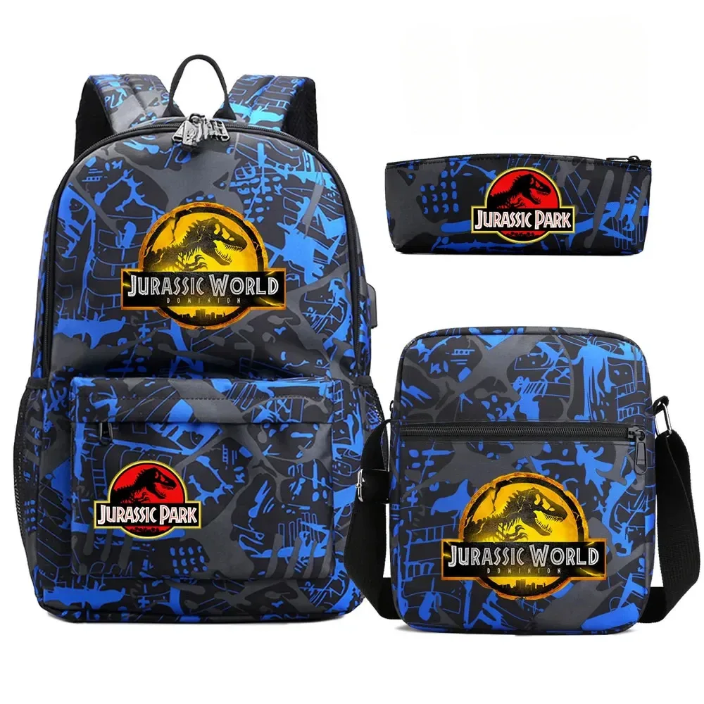 sac à dos de voyage avec serrure antivol usb pour garçon et fille, cartable pour livre d'école pour enfants, sac à stylo, 3 pièces