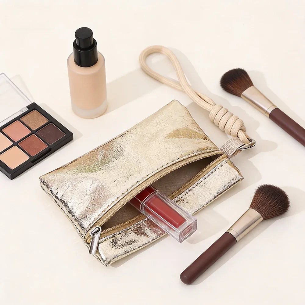 pochette à maquillage brillante airfriend, petite pochette à rouge à lèvres personnalisée, pochette à maquillage carrée de voyage, mini pochette de luxe, pochette cosmétique imperméable