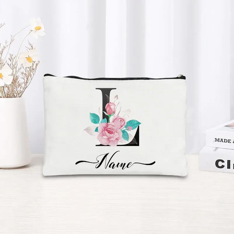 trousse de maquillage personnalisable avec nom, trousse de maquillage de voyage, trousse de maquillage pour mariage, trousse de maquillage individuelle, trousse de maquillage en toile pour fêtes, organiseur de cosmétiques, cadeaux pour femme
