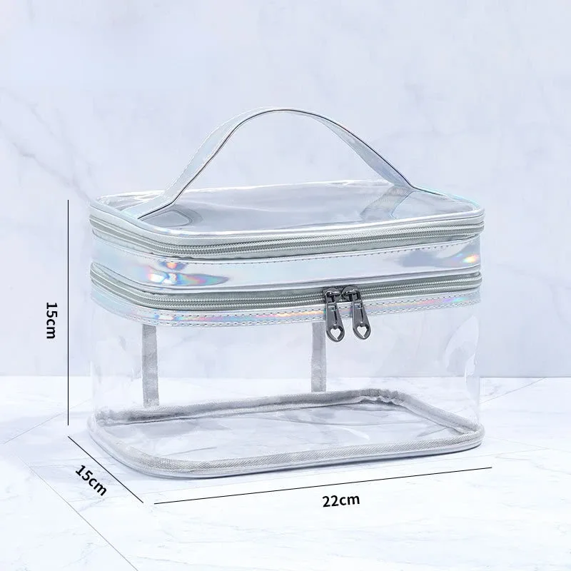 sac à cosmétiques transparent pour femmes, filet de célébrité, grande capacité, voyage pour filles, portable, étanche, sac de lavage, sac de rangement
