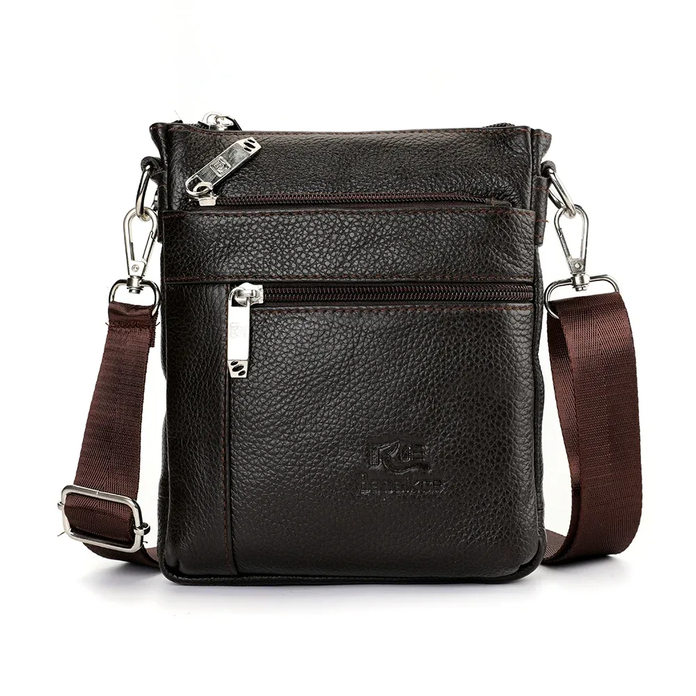 sac à bandoulière simple en cuir véritable pour hommes, sac à bandoulière d'affaires décontracté, sacoche en cuir de haute qualité pour hommes