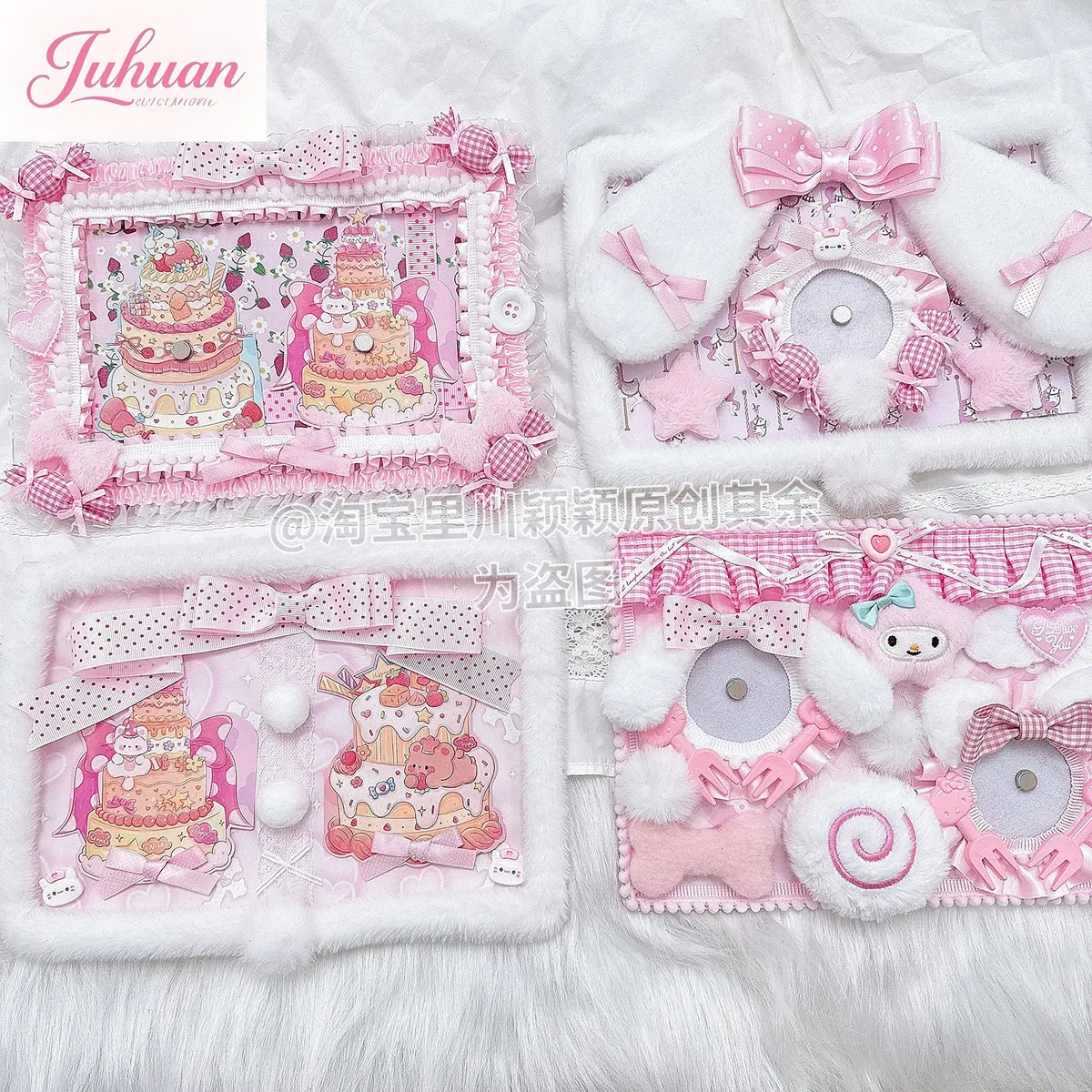 planche ita diy rose finie, style peluche mignon, organisateur de badges pour sac ita, accessoires itabag