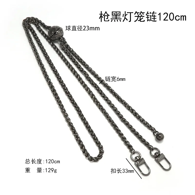 chaîne de remplacement en métal de 120 cm/47 po pour sac à main, bandoulière, sac à bandoulière, avec boule réglable en longueur