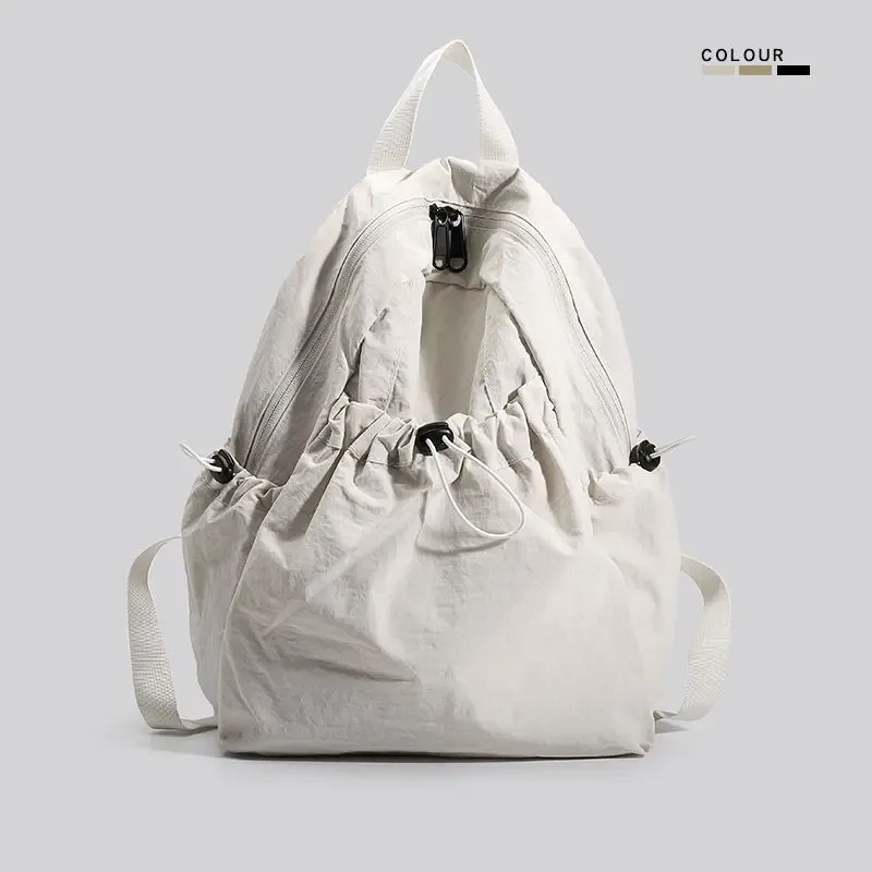 sac à dos léger unisexe, poches latérales à cordon, poche frontale, bretelles rembourrées confortables, sac à dos décontracté pour l'école
