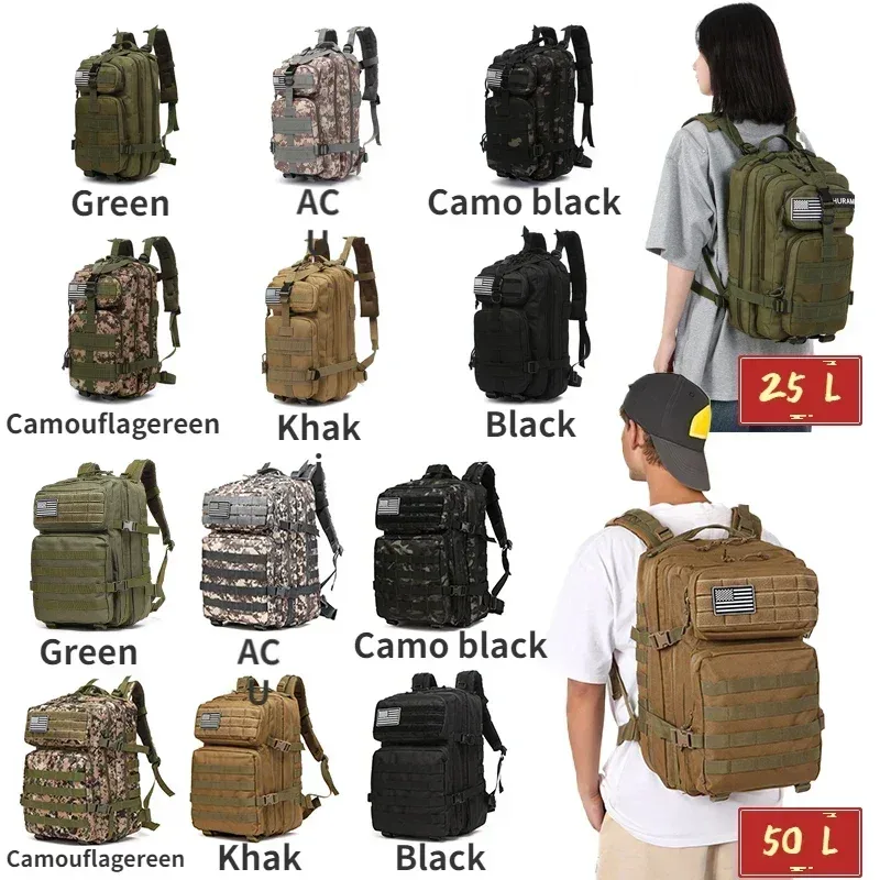 sac dos oxford université camouflage noir marron bleu vert capacité 36 55 litres poignée dure fermeture éclair usage voyage
