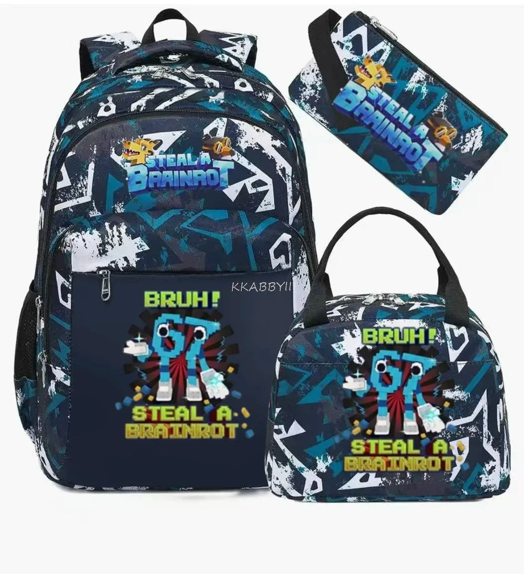 sac à dos steal a brainrot avec sac à lunch pour adolescents et étudiants, ensemble de voyage décontracté et confortable