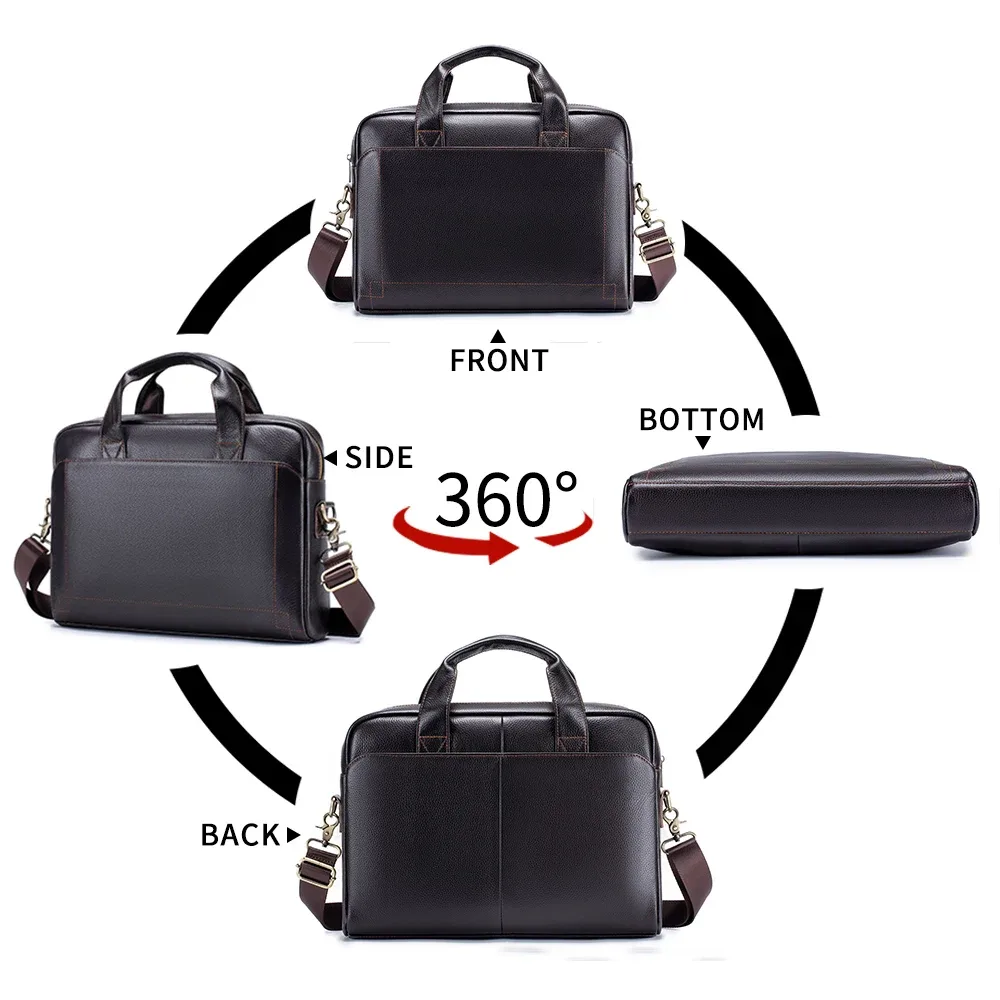 sac à main en cuir pour homme, mallette en cuir de vachette pleine fleur, sac pour ordinateur portable en cuir, sac de bureau à bandoulière.