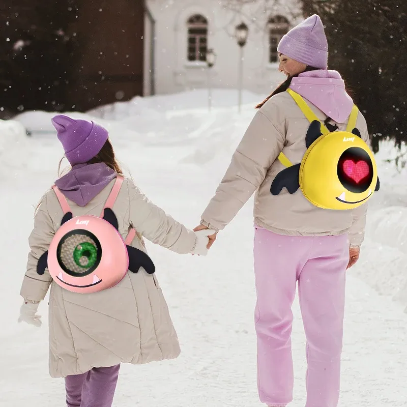 sac à dos de voyage avec écran led pour fille, coque rigide, yeux lumineux, sac à dos intelligent pour femme, sac à dos scolaire avec fonction mobile