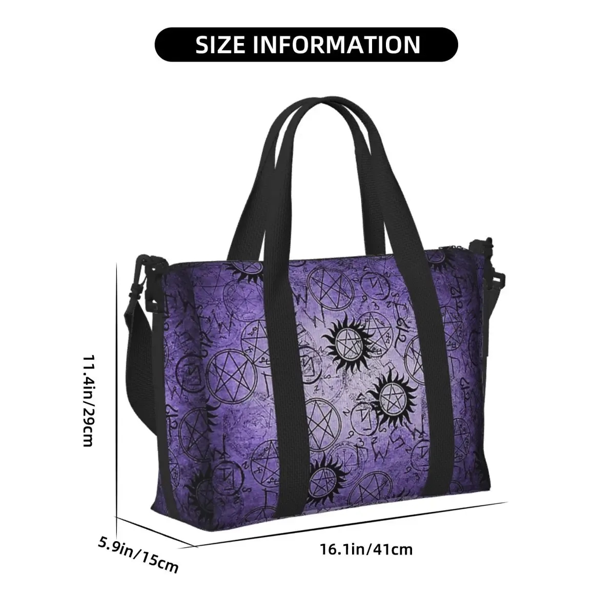 sac de voyage de plage violet surnaturel personnalisé, fourre-tout de grande capacité pour salle de sport, yoga, sac à bandoulière de shopping pour femmes
