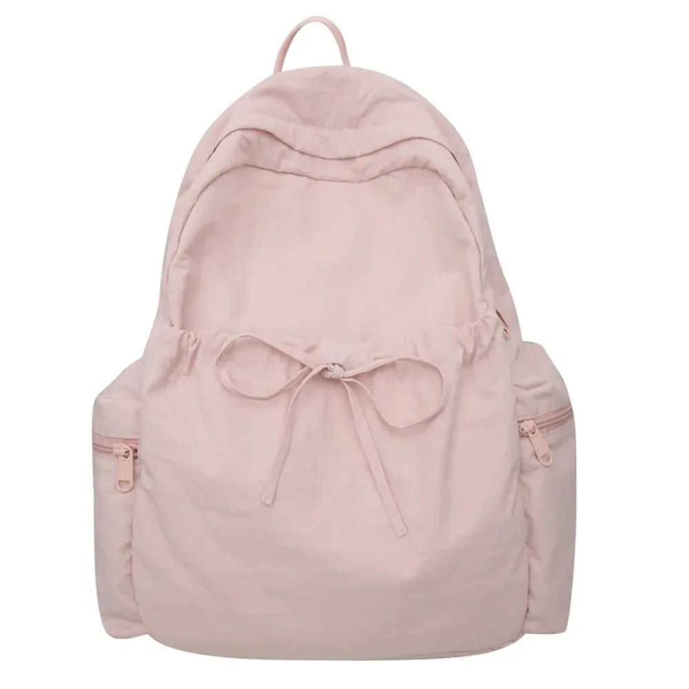 sac à dos mignon avec nœud, couleur unie, cordon de serrage, grande capacité, léger, pour étudiants, école, voyage