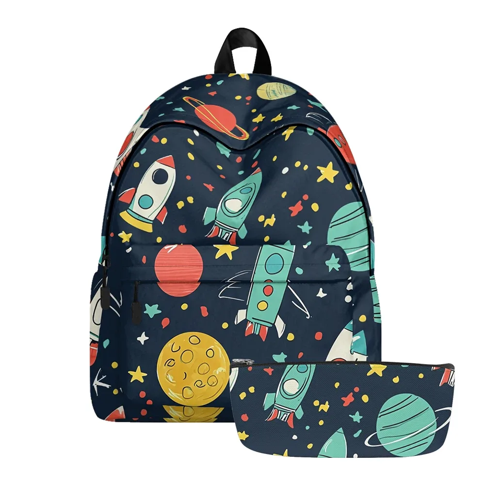 sac à dos imprimé galaxie soleil lune planètes, sacs à crayons, bretelles réglables, sac d'école léger, ensembles de voyage pour adolescents et étudiants