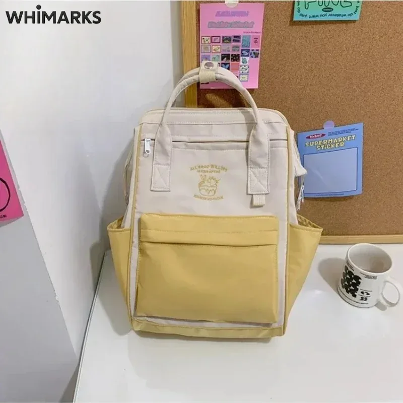 sac à dos imperméable whimarks, sac d'école mignon, couleur unie, grande capacité, pour loisirs, voyages, sports, rangement pour étudiants