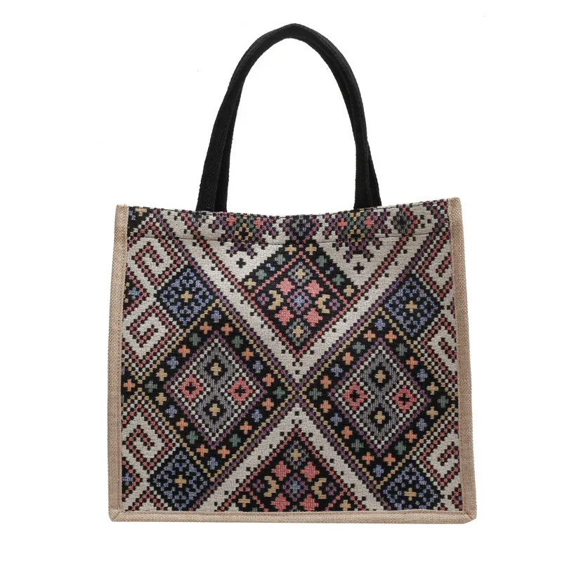 sac à bandoulière de style national pour femme, sac fourre-tout ethnique de grande capacité, nouveau sac à main décontracté pour les trajets quotidiens et le shopping