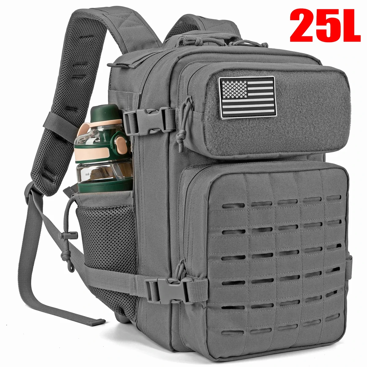 25l sac à dos tactique sac de plein air sac à dos de fitness sac à dos molle femmes/hommes randonnée sac à dos de survie hommes double porte-gobelet