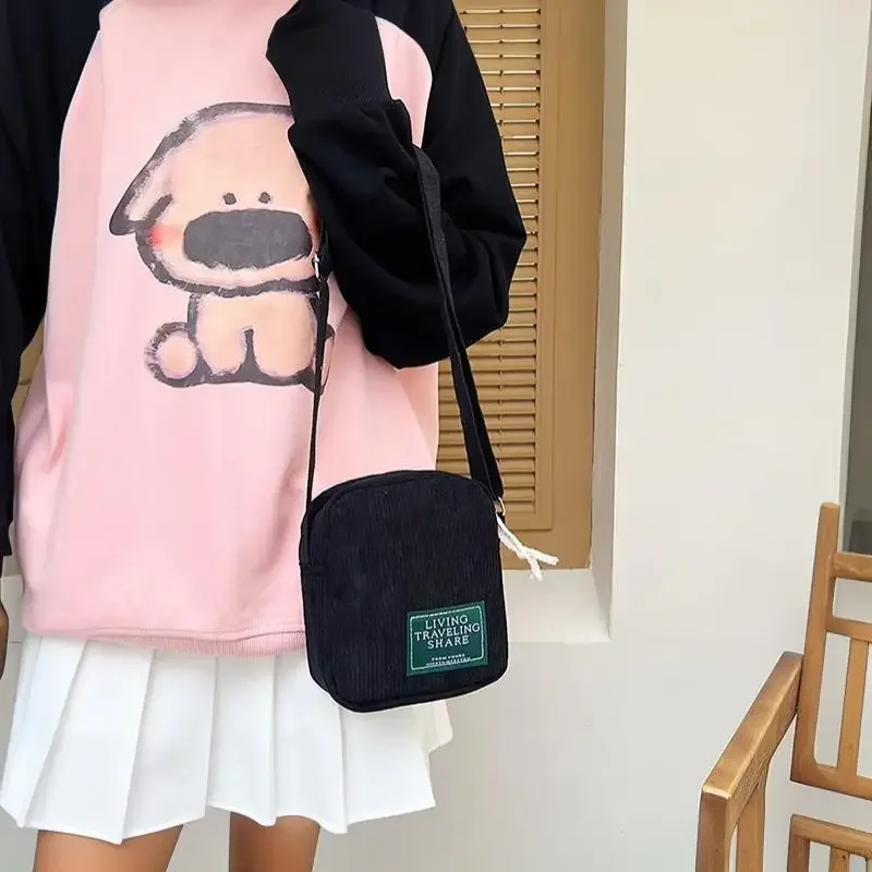 petit sac bandoulière en velours côtelé, sangle réglable, plusieurs options de couleurs, pour un usage quotidien, les voyages et le shopping