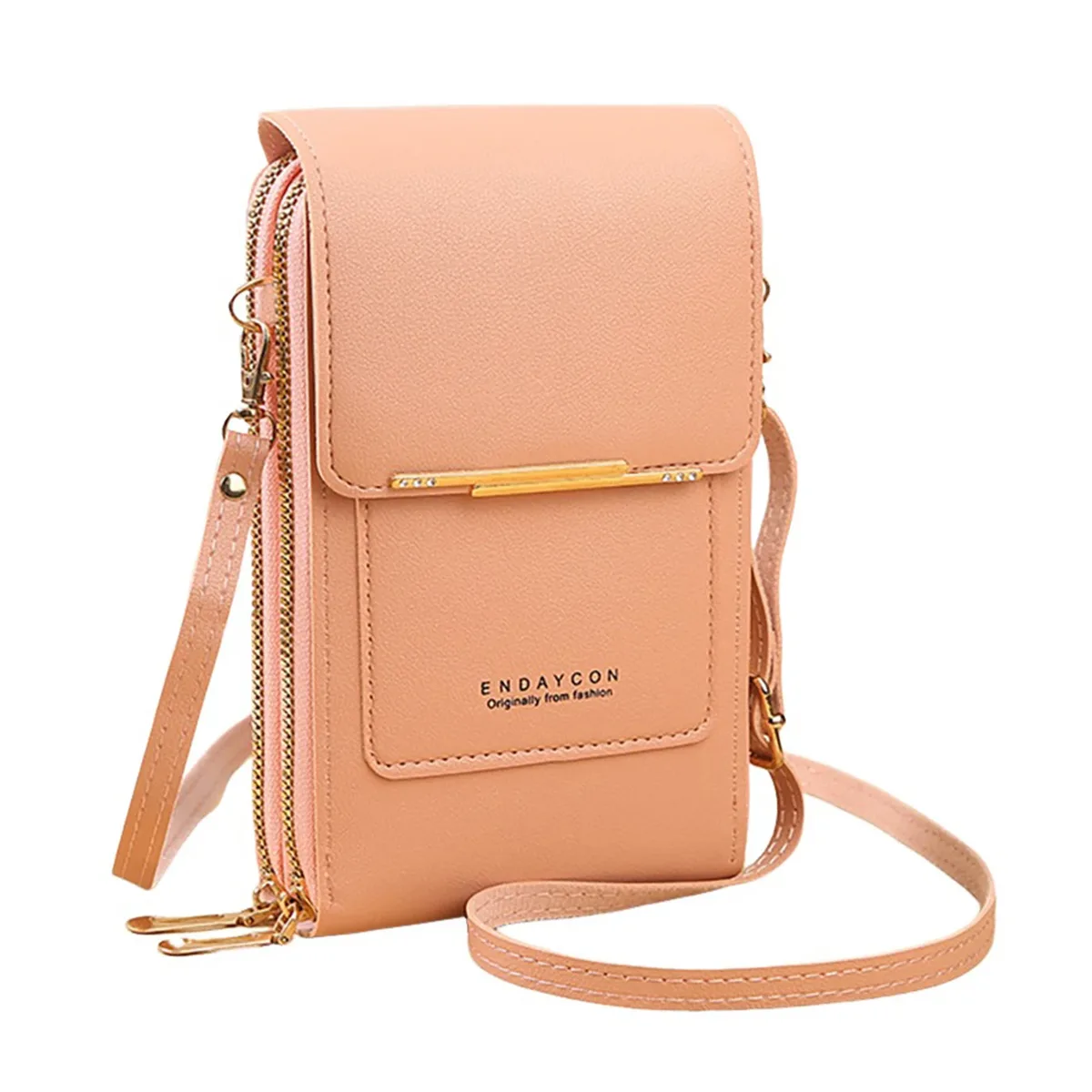 sac à bandoulière pour téléphone avec fenêtre tactile, en cuir premium, anti-rfid, léger, pour femme, portefeuille