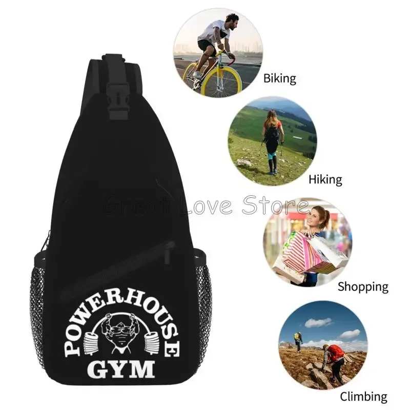 powerhouse gym sac à bandoulière noir unisexe quotidien épaule bandoulière poitrine sac à dos sac à dos portable pour voyage randonnée cyclisme camping