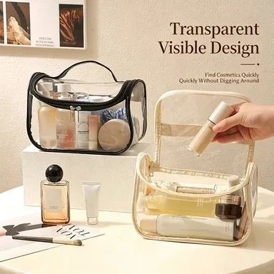 sac cosmétique transparent de grande capacité, extensible en trois dimensions, imperméable, sac de rangement pour cosmétiques en pvc portable pour les voyages