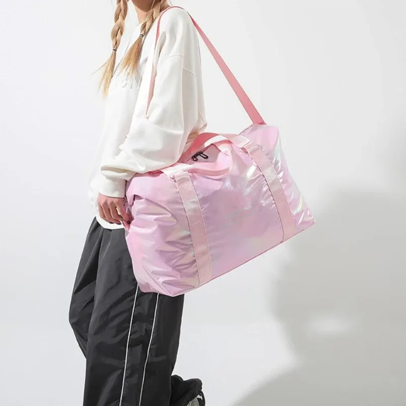 sac de voyage en nylon avec fermeture éclair symphonie nacrée pour jeunes, sac de sport de grande capacité avec lettres imprimées, offre spéciale, 2026