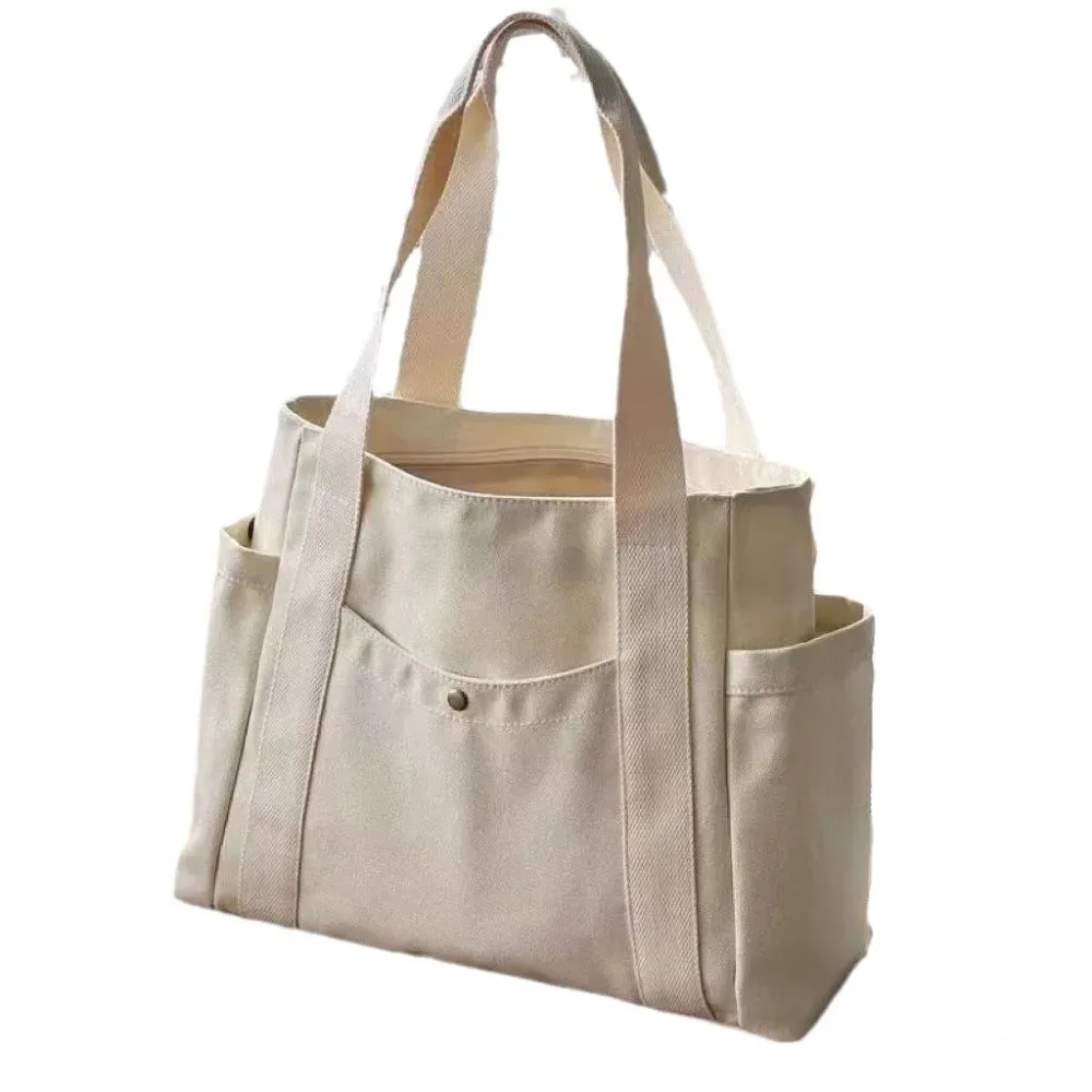 sacs fourre-tout en toile de grande capacité pour le travail, sac de transport, style collégial, tenue d'étudiant, sac à bandoulière pour livre, sac de shopping