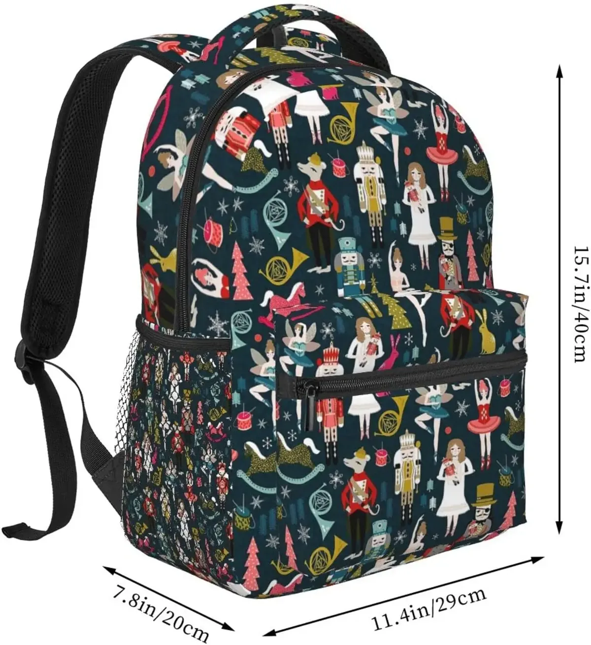 sac à dos de danse de noël ballet casse-noisette, sac à dos décontracté, sac à dos pour ordinateur portable, poches, sac à dos pour ordinateur, travail, affaires, voyage