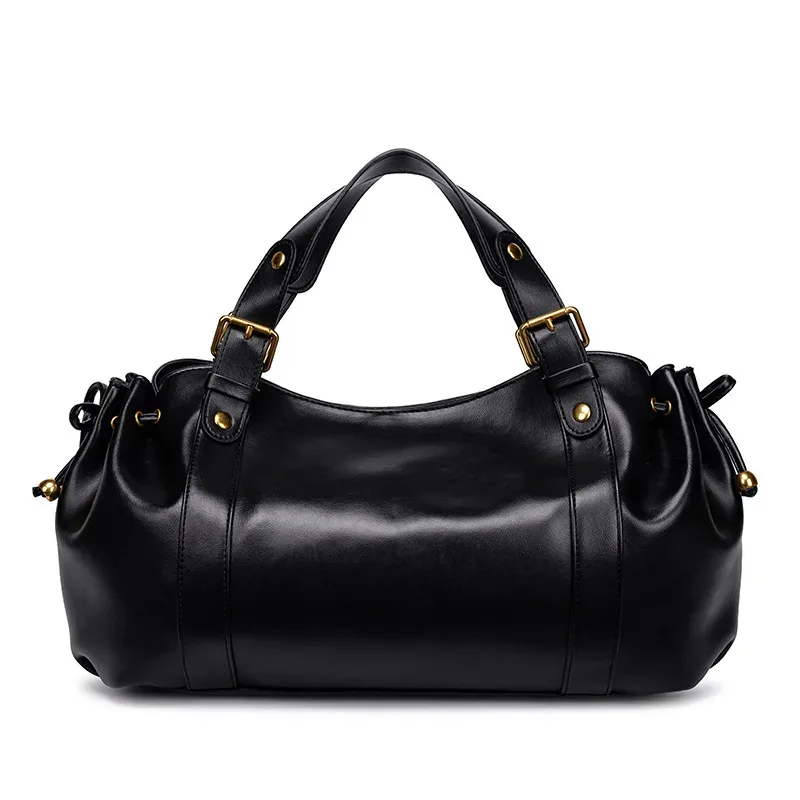 sac fourre-tout tendance grande capacité à effet froncé, sacs à main de luxe en pu souple pour femmes, sacs de banlieue de créateur avec cordon de serrage, sac de ville tendance 2026