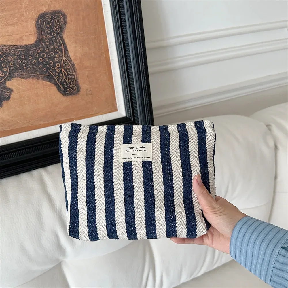 sac à cosmétiques à rayures, sac à cosmétiques étanche pour femmes, petit sac de rangement, étui de maquillage, pochette de voyage organisateur pour dames