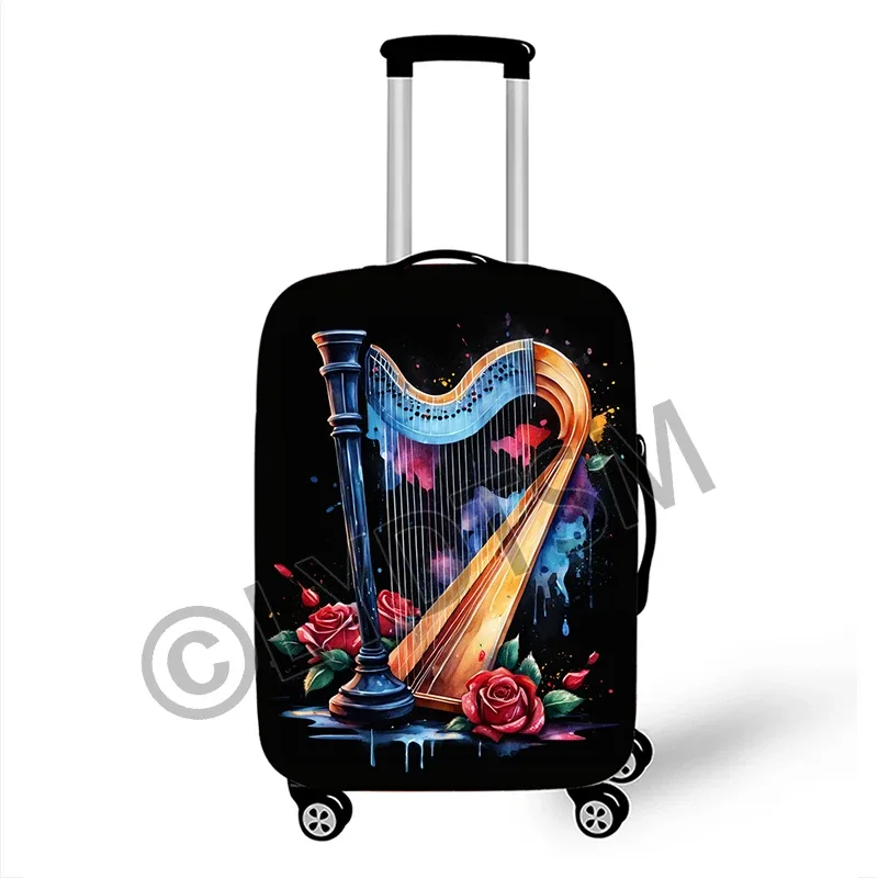housse valise polyester motif musical coloré notes musique roses ailes protection voyage taille variable