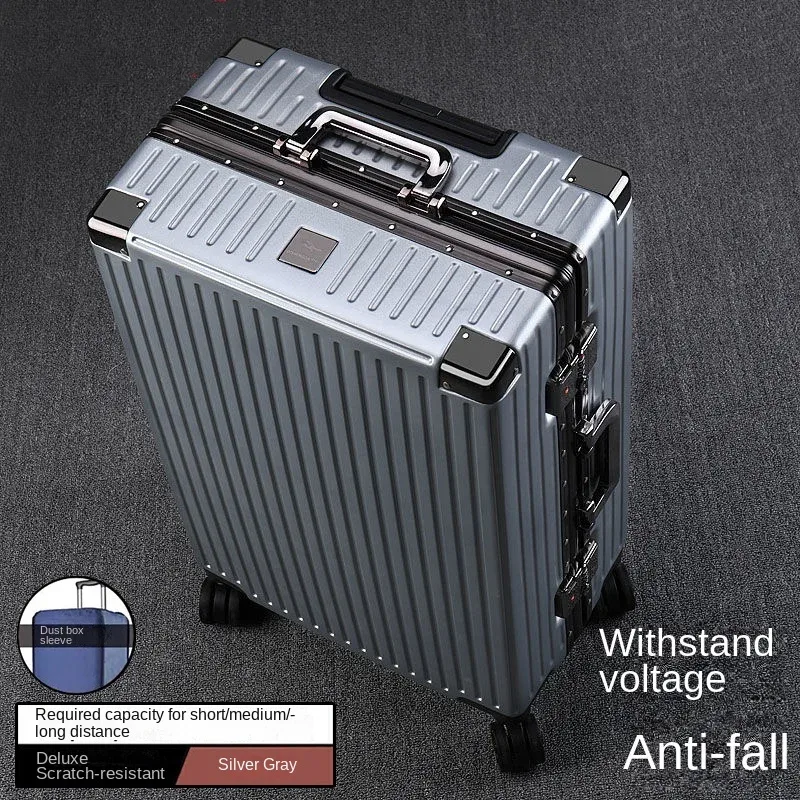 valise à cadre en aluminium, grande capacité, robuste et durable, avec serrure à code, valise cabine en pc renforcé, 20/22/24/26/28 pouces