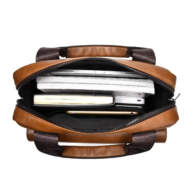 sac à bandoulière imperméable pour homme, en cuir pu, sacoche d'affaires pour ordinateur portable, grande capacité, sac pour ordinateur