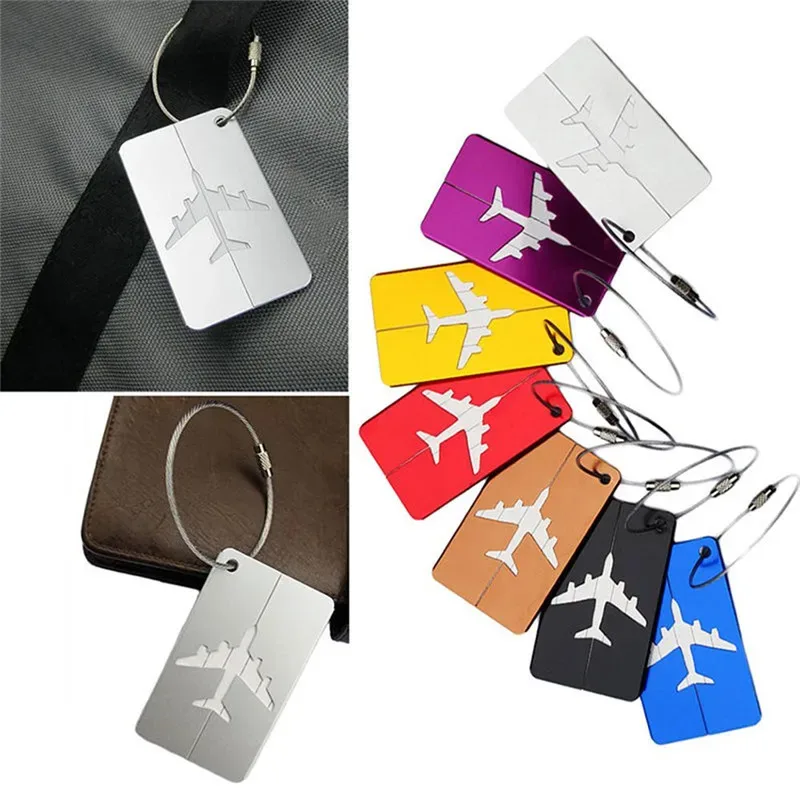 étiquettes de bagage de voyage en métal de mode étiquettes de nom de bagage porte-étiquette d'adresse de valise étiquette de bagage en alliage d'aluminium accessoires de voyage