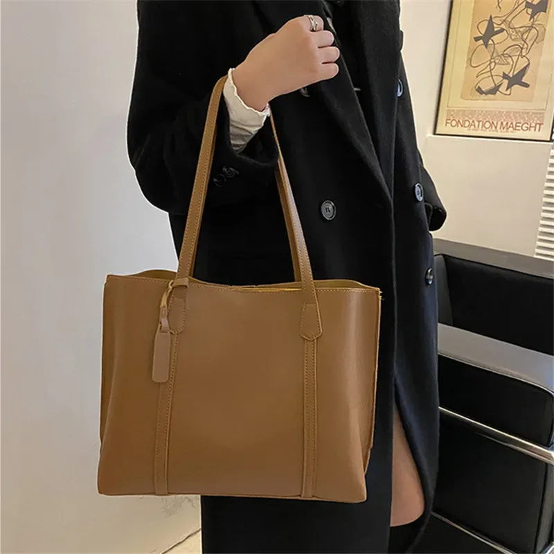 sac pour femmes de grande capacité, nouveau sac fourre-tout en cuir souple, sacs à bandoulière simples décontractés et polyvalents pour femmes, sacs à main de style coréen