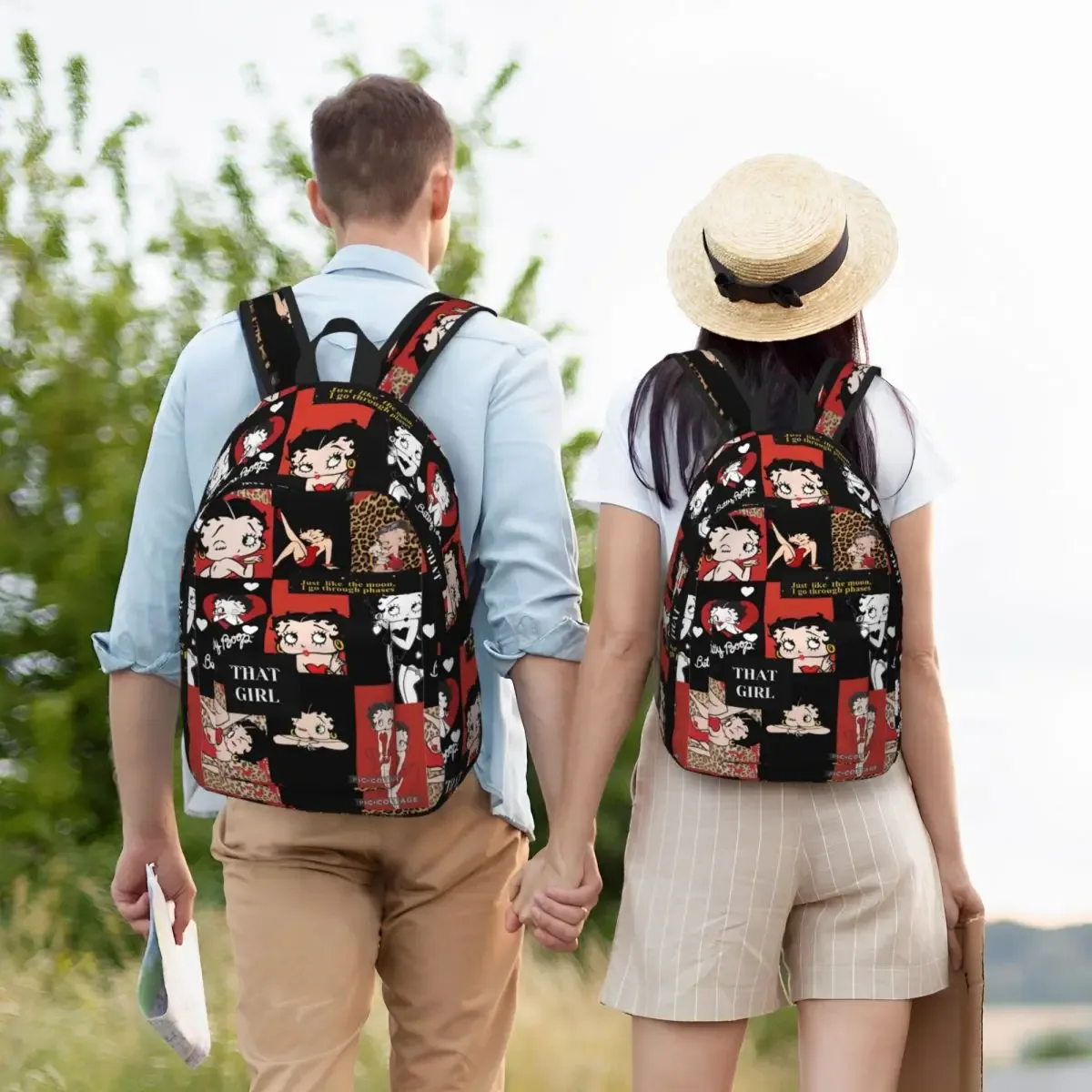 sac à dos b-bettysd cartoon kiss boops pour hommes et femmes, sac à dos décontracté pour le lycée, le travail, le collège, sac à bandoulière, cadeau
