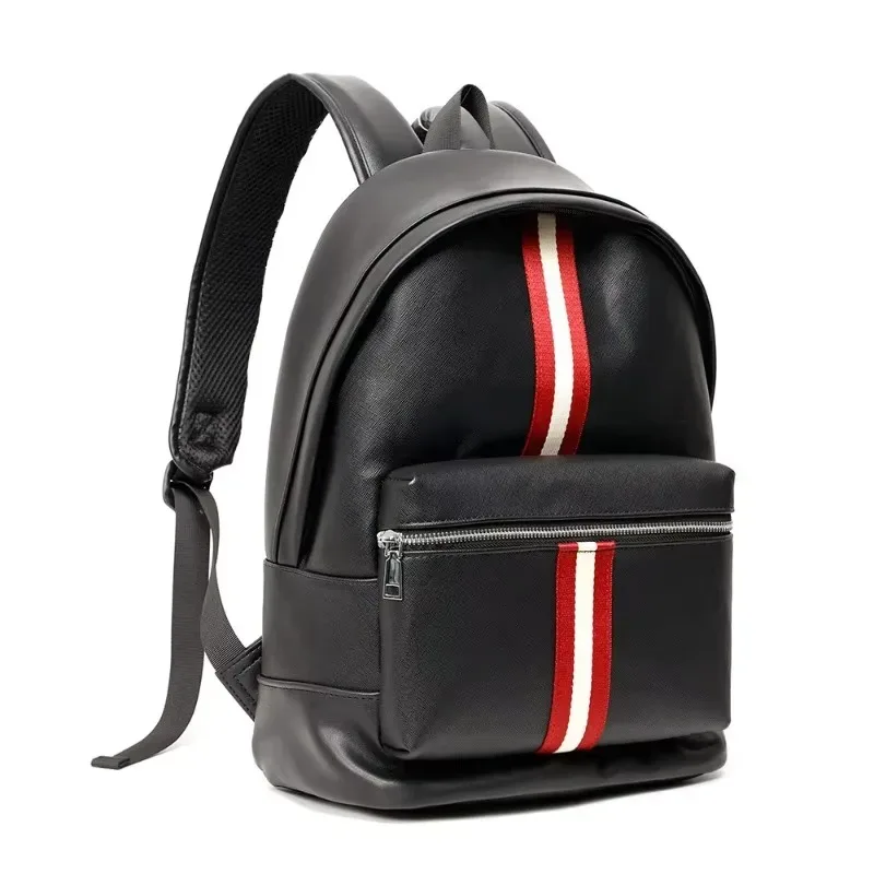 nouveau sac à dos décontracté pour hommes, sac à dos de voyage rayé à la mode, grande capacité, sac pour ordinateur portable, sac à dos en cuir pu souple, sacs d'école pour étudiants