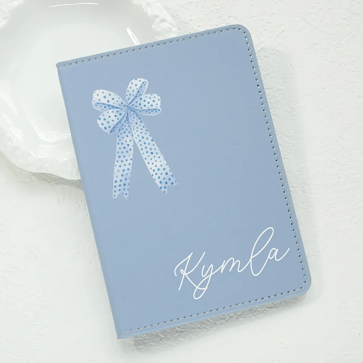 porte-passeport personnalisé avec motif de nœud, étui élégant pour cartes de voyage, cadeau adorable pour mariage, anniversaire, saint-valentin, amoureux