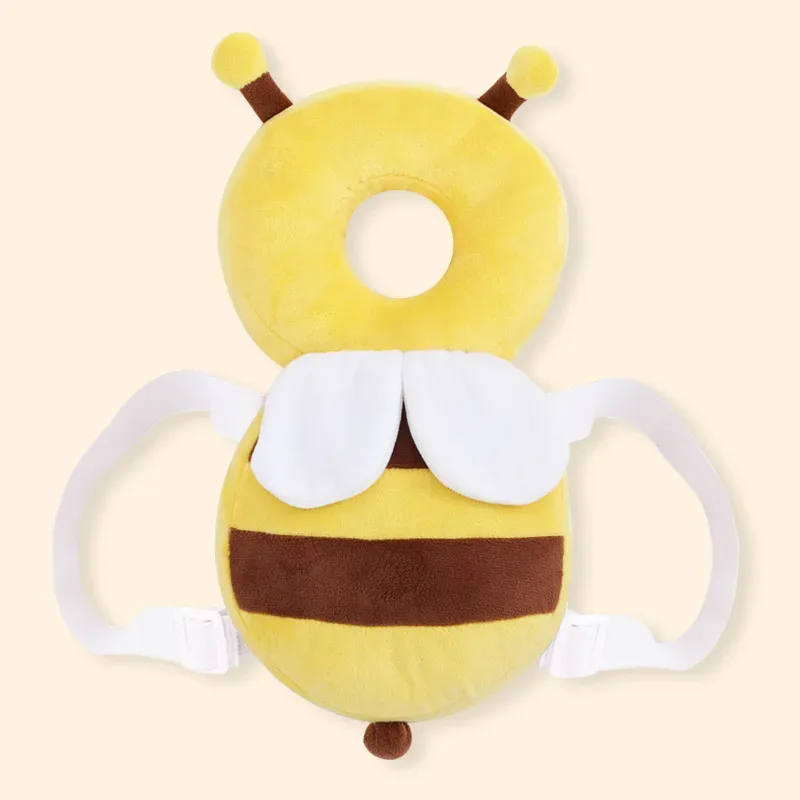 coussin sécurité bébé insecte rayures jaune marron oreilles ailes blancs bandes sécurité tissu doux confortable