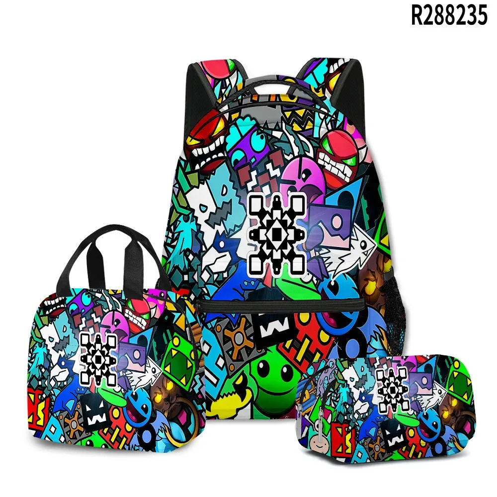 sac dos oxford université motif géométrie dash bleu vert rouge noir voyage école étudiant