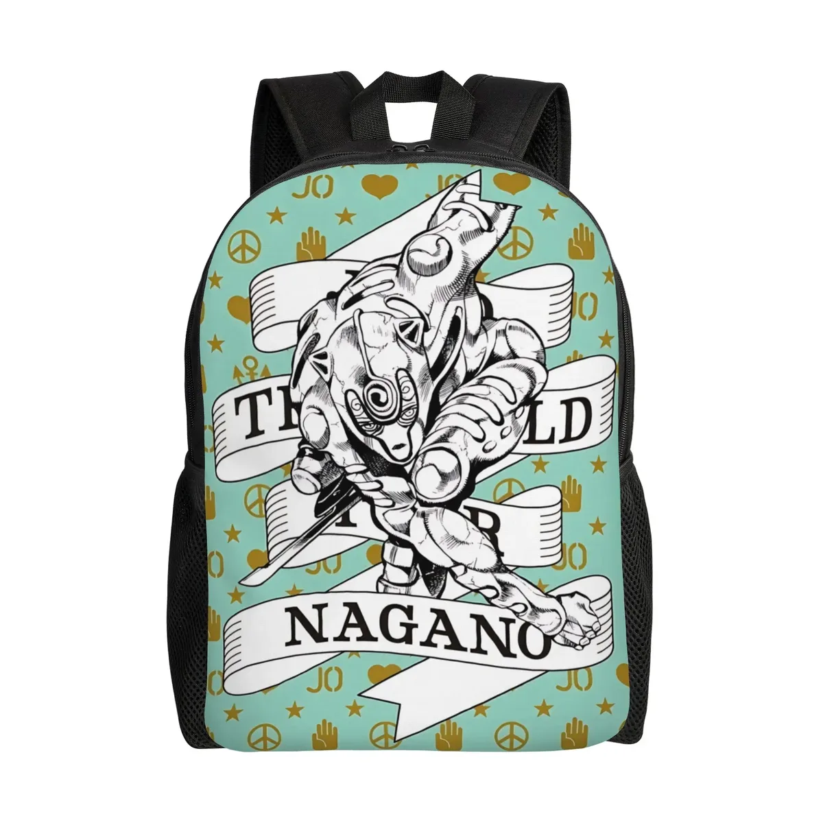sac à dos jojo's bizarre adventure world, sac ita, sac à dos décontracté pour le camping avec fermeture éclair, motif anime jojo