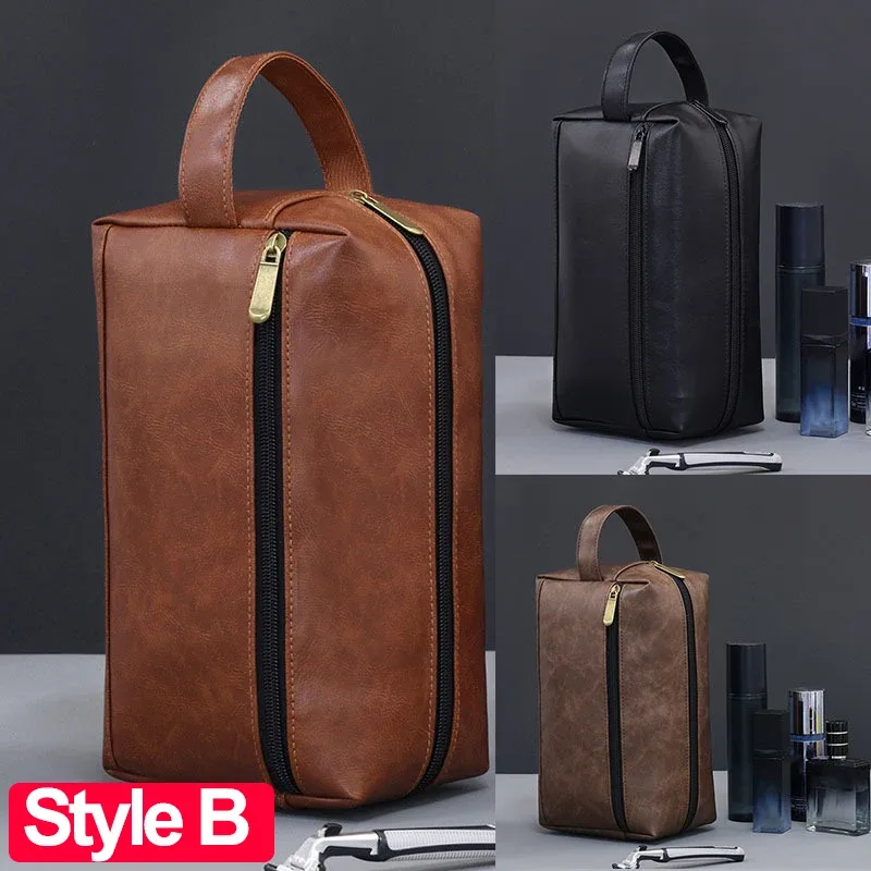 trousse de toilette imperméable en cuir pu pour hommes et femmes, voyage d'affaires, salle de bain, outils de rasage, pochette de rangement, sac à cosmétiques, sac de besoin pour femmes