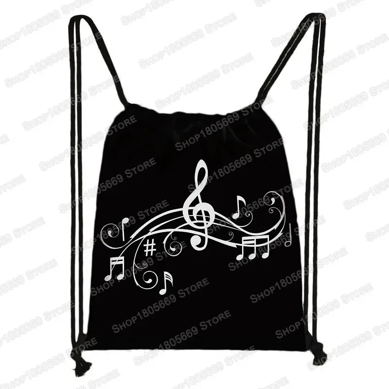 notes de musique imprimer sac à dos battement ecg femmes cordon sac en plein air grande capacité sac de rangement pour chaussures de voyage porte-cadeau