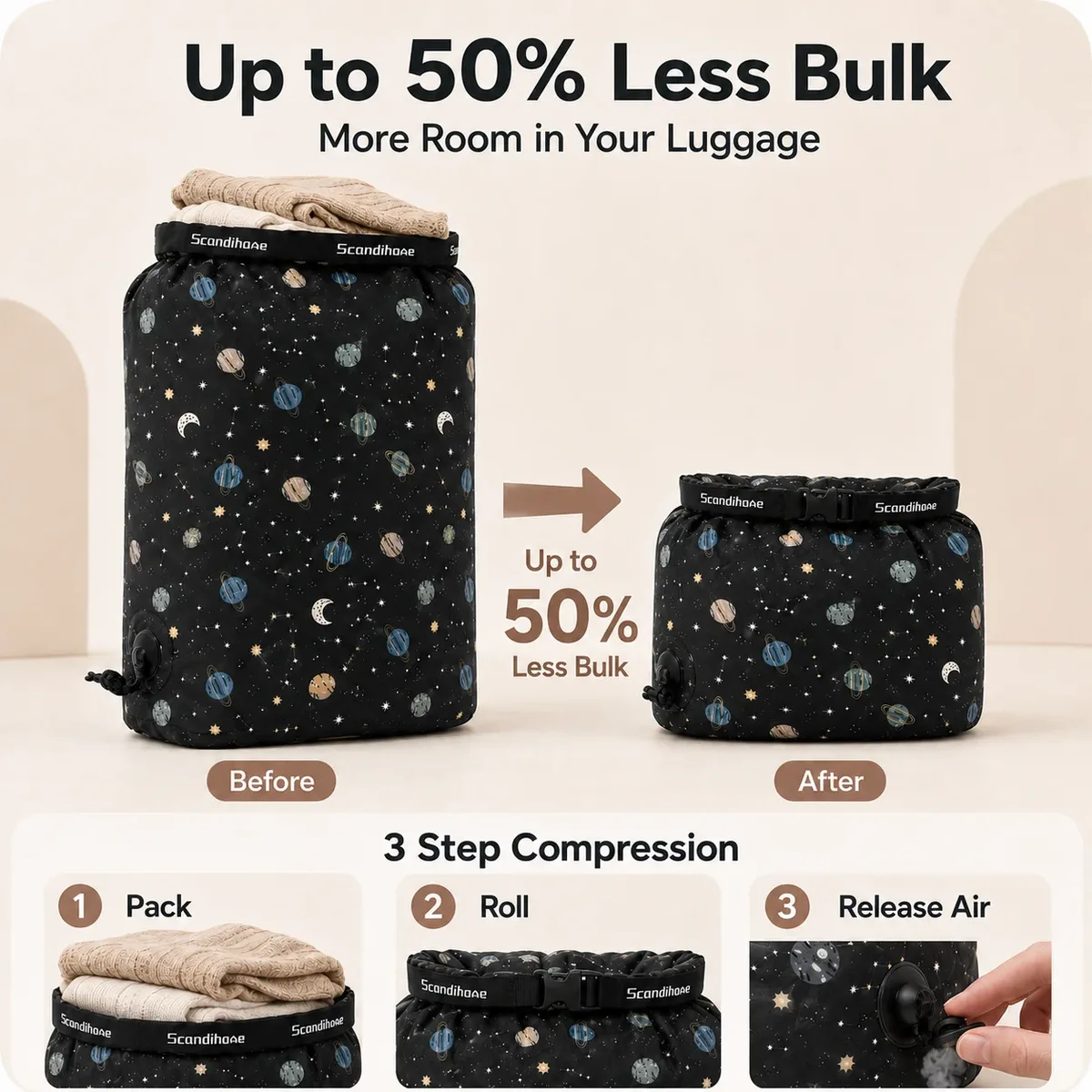 sac de compression de voyage 20l en nylon 30d, organisateur de vêtements pour économiser de l'espace, sac de rangement résistant à l'eau pour bagages et camping